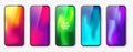 Smartphone with touch screen and abstract colorful background, wallpaper. Frameless mobile phone in front view. High Royalty Free Stock Photo