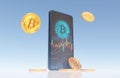 Smartphone trading bitcoin cryptocurrency scene