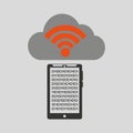 Smartphone transfer cloud data wifi Royalty Free Stock Photo