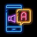 Smartphone Translator App neon glow icon illustration