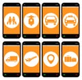 Smartphone with transport apps icon