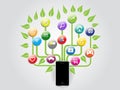 Smartphone tree social media networking flat info graphic vector image