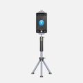 Smartphone on tripod. Cellphone ready for taking selfie, shoot video content for blogger or vlogger Royalty Free Stock Photo