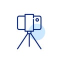 Smartphone on a tripod. Filming or taking pictures. Pixel perfect icon