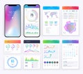 Smartphone ui set with data business graphs for mobile app Royalty Free Stock Photo