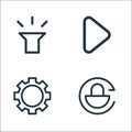 smartphone ui ux part line icons. linear set. quality vector line set such as rotate, setting, right