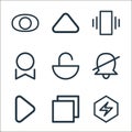 smartphone ui ux part line icons. linear set. quality vector line set such as security, dual, right, silent, unlock, aproval, Royalty Free Stock Photo