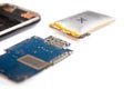 Smartphone unassembled closeup isolated on a white background Royalty Free Stock Photo