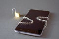 Smartphone with unlock padlock chain Royalty Free Stock Photo