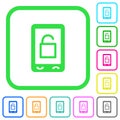 Smartphone unlock vivid colored flat icons