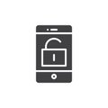 Smartphone with unlocked padlock icon vector Royalty Free Stock Photo