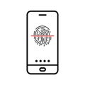 Smartphone unlocking icon. Fingerprint scan icon. Vector illustration Royalty Free Stock Photo