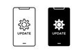 Smartphone update icon vector set. Software symbol. Gear sign