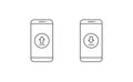 Smartphone and upload download icon line vector