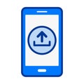 Smartphone Upload Flat Colored Icon for File Transfer and Cloud Sharing Royalty Free Stock Photo
