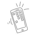 Smartphone vector doodle icon isolated on white, hand drawn sketchy style