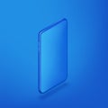 Smartphone vertical mockup design template. Vector realistic 3d isometric illustration of blue plastic mobile phone Royalty Free Stock Photo