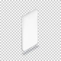 Smartphone vertical mockup design template. Vector realistic 3d isometric illustration of white plastic mobile phone Royalty Free Stock Photo