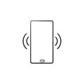 Smartphone vibrating hand drawn outline doodle icon.