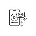 Smartphone, video, graduate hat icon. Simple line, outline vector of online educationa icons for ui and ux, website or mobile Royalty Free Stock Photo