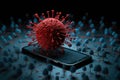 Smartphone Virus Detection Warning. Generated ai.