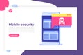 Smartphone virus malware trojan notification or alert. Hacker attack vector concept