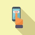 Smartphone vote online icon flat vector. Ballot choice