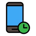 Smartphone wait icon line isolated on white background. Black flat thin icon on modern outline style. Linear symbol and editable