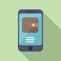 Smartphone wallet icon flat vector. Smart online