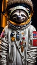 Smartphone wallpaper Sloth bear astronaut animal in space suit AI Generated image