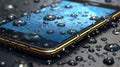 Waterdrops on Smartphone, waterproof phone Royalty Free Stock Photo