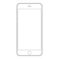 Smartphone white outline with camera and big menu menu button. Smartphone white outline classic proportions on white background