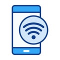 Smartphone WiFi Flat Colored Icon for Network and Connectivity Tools Royalty Free Stock Photo