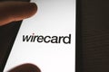 Smartphone with wirecard logo on the screen. Royalty Free Stock Photo