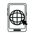 Smartphone world click work linear style icon