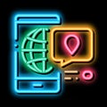 Smartphone World Gps Map neon glow icon illustration