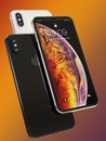 3 Apple iPhone XS smart phones composition for mockups