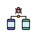 Smartphones bug cyber icon. Simple color with outline vector elements of hacks icons for ui and ux, website or mobile application