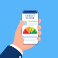 Smartphones with credit score app on the screen