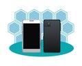 Smartphones devices technology isolated icons