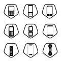 Mobile phones icon set - nine office mobile phones Royalty Free Stock Photo