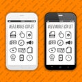 Smartphones with icons, applications. Mobile phone realistic Eps10 vector design