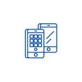 Smartphones isometric line icon concept. Smartphones isometric flat vector symbol, sign, outline illustration.