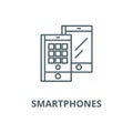 Smartphones isometric vector line icon, linear concept, outline sign, symbol