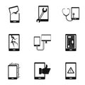 Smartphones service icon set, simple style