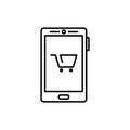 Smartphonewithshoppingcart. Vector illustration decorative design