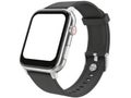 Smartwatch with black strap and white face on a white background Royalty Free Stock Photo