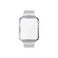 Smartwatch with blank transparent screen - mockup. Smart fitness tracker watch with empty display screen - vector template