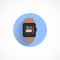 smartwatch flat icon with shadow. time flat icon