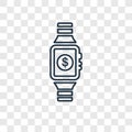 Smartwatch concept vector linear icon isolated on transparent ba